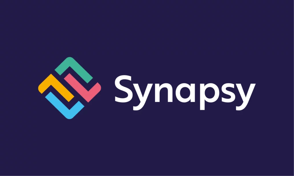 synapsy logo horizontal fond bleu rvb